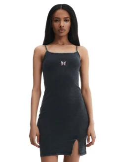 Ciemnoszara sukienka na ramiączkach