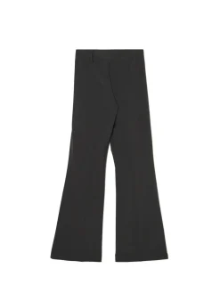 Ciemnoszare spodnie flare w kant