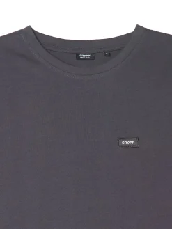 Ciemnoszary t-shirt z aplikacją Cropp