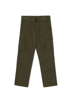 Ciemnozielone spodnie comfort z paskiem