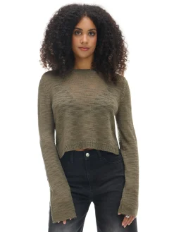 Ciemnozielony krótki sweter