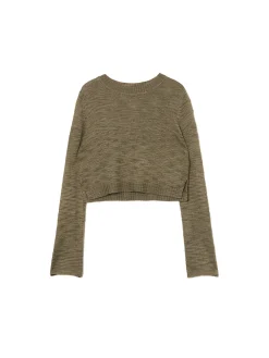 Ciemnozielony krótki sweter