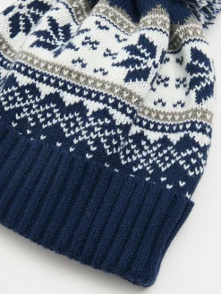 Ciepła granatowa czapka z pomponem