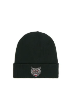 Czapka beanie z naszywką wilka