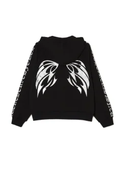 Czarna bluza hoodie z motywem skrzydeł