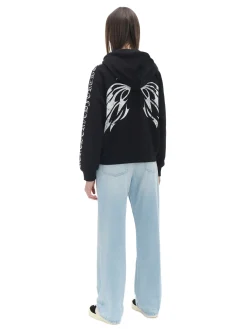 Czarna bluza hoodie z motywem skrzydeł