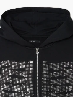 Czarna bluza z kapturem i aplikacją