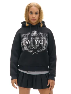 Czarna bluza z kapturem i napisami UNISEX