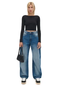 Czarna bluzka longsleeve z wiskozą