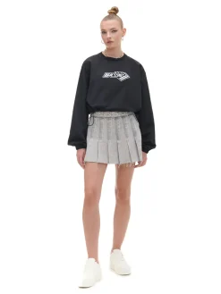 Czarna bluzka z nadrukiem i regulacją