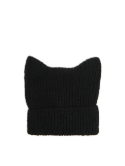 Czarna czapka z kocimi uszkami