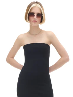 Czarna gładka sukienka midi