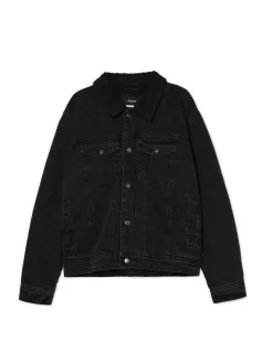 Czarna jeansowa kurtka sherpa