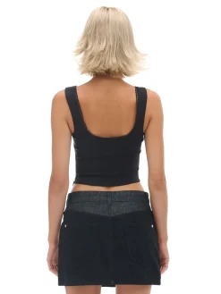 Czarna jeansowa spódnica mini