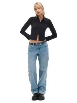 Czarna koszula z podwójnym suwakiem