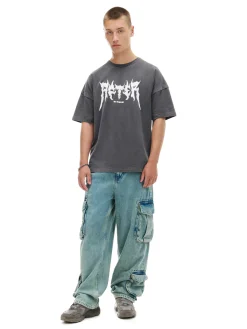 Czarna koszulka z efektem sprania