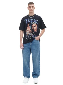 Czarna koszulka z nadrukiem Tupac