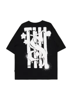 Czarna koszulka z nadrukiem po obu stronach