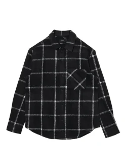 Czarna kraciasta koszula z domieszką wełny