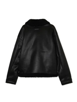 Czarna kurtka sherpa z imitacji skóry