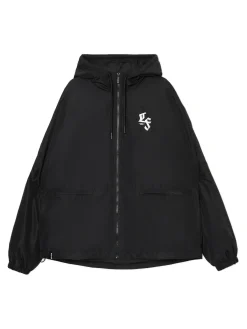 Czarna kurtka z kapturem i nadrukiem