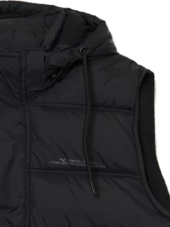 Czarna pikowana kamizelka z kapturem