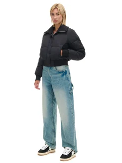 Czarna pikowana kurtka bomber