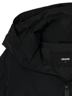 Czarna pikowana kurtka z kapturem