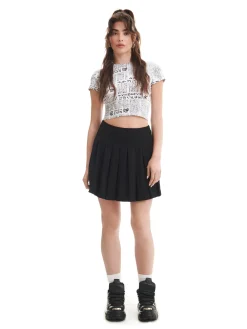 Czarna plisowana spódniczka mini