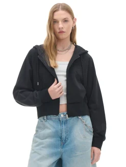 Czarna rozpinana bluza kapturem