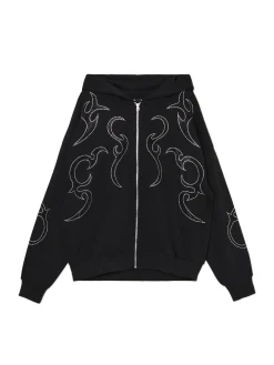 Czarna rozpinana bluza z aplikacjami