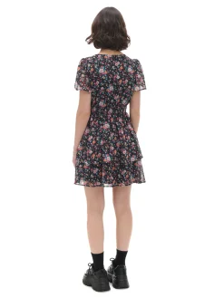 Czarna sukienka mini w kwiaty