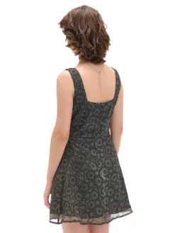 Czarna sukienka mini w kwiaty