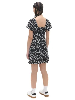 Czarna sukienka mini w stokrotki