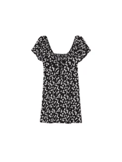 Czarna sukienka mini w stokrotki