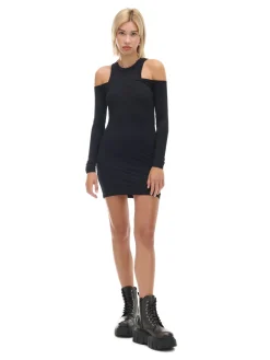 Czarna sukienka mini z wycięciami