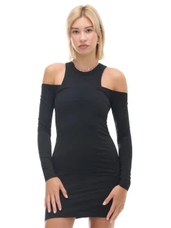 Czarna sukienka mini z wycięciami
