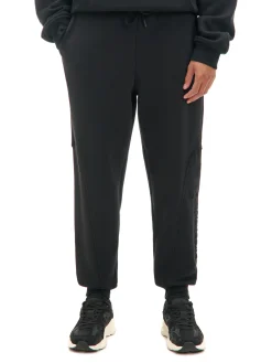 Czarne dresowe joggery z nadrukiem na nogawce