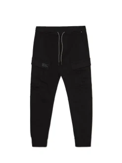 Czarne jeansy jogger z kieszeniami cargo