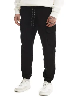 Czarne joggery basic z kieszeniami cargo