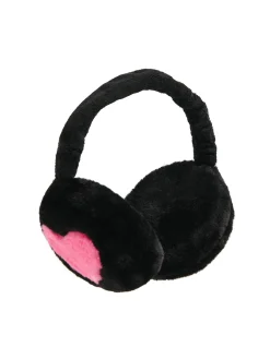 Czarne ocieplane nauszniki z sercem