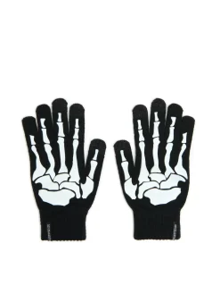 Czarne rękawiczki z nadrukiem kości