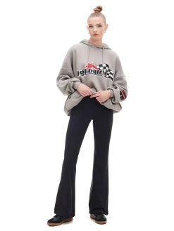 Czarne spodnie flare z wysokim stanem