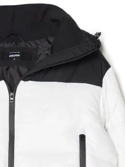 Czarno-biała kurtka puffer z kapturem