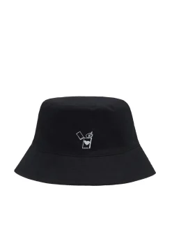 Czarny kapelusz bucket hat z haftem