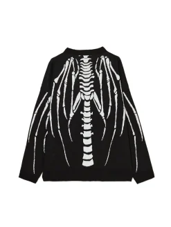 Czarny kardigan z motywem kości