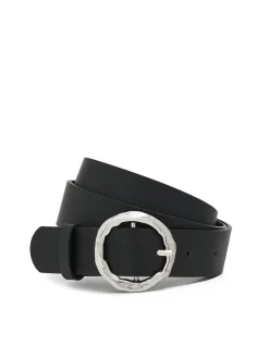 Czarny pasek do spodni z okrągłą klamrą