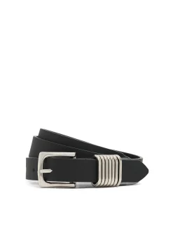 Czarny pasek z metalowymi detalami