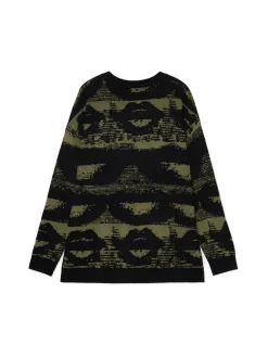 Czarny sweter z artystycznym nadrukiem