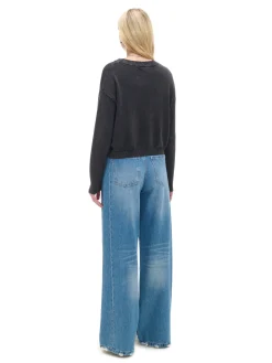 Czarny sweter z efektem sprania